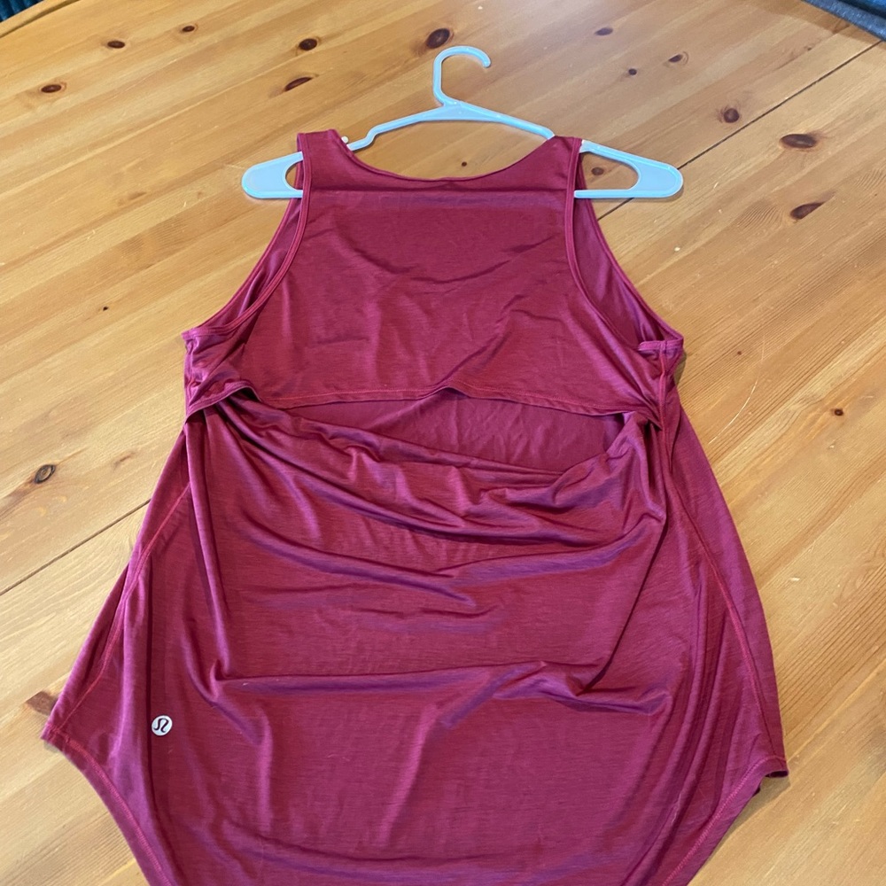 Light Tank with scrunched opening in low back area. Burgendy